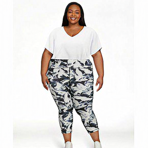 New AVIA Women’s Active High‎ Waist Crop Length Leggings Black White XXL (20)